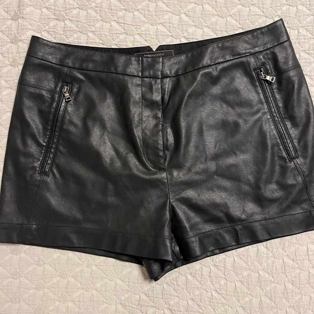 BCBG Black Faux Leather Shorts